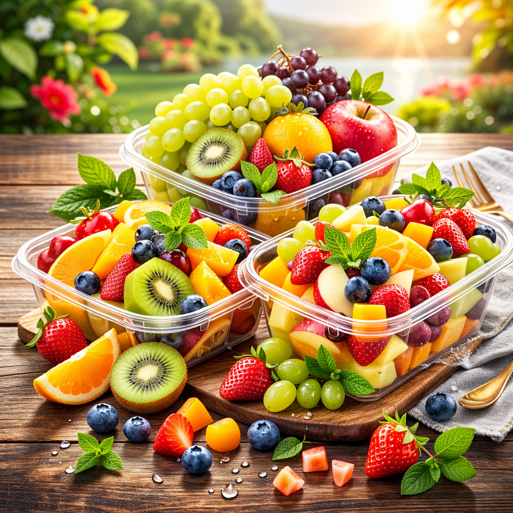 Fresh fruit containers — sealed transparent packaging